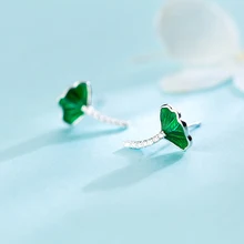 MloveAcc стерлингового серебра 925 зеленый лист, цветок лотоса серьги с прозрачным фианитом для женщин серебряные ювелирные изделия День Святого Валентина G