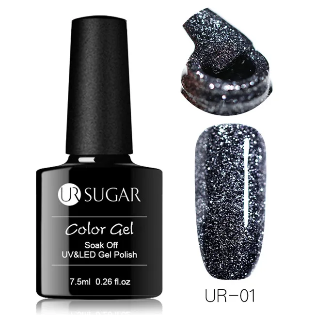 Ur Sugar 7,5 мл голографический Блестящий Гель-лак для ногтей Черный Кристалл УФ-гель лазер блестки Гель-лак замачиваемый УФ-лак для ногтей - Цвет: 1