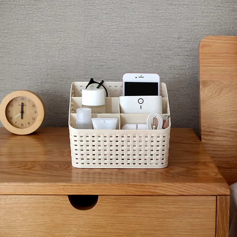 Multi-Purpose Desk Organizer PP Plastic Desktop Storage Box Case Pen Pencil Holder Plastic Cosmetic