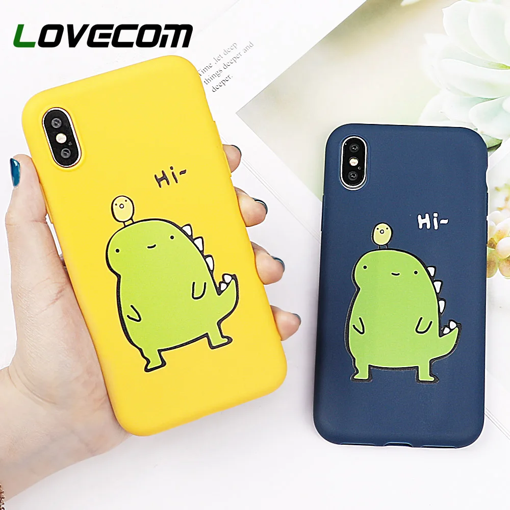 

LOVECOM Cartoon Dinosaur Case For iPhone XS Max XR XS X 6 6S 7 8 Plus Soft TPU Cute Protective Phone Back Cover Cases Gift