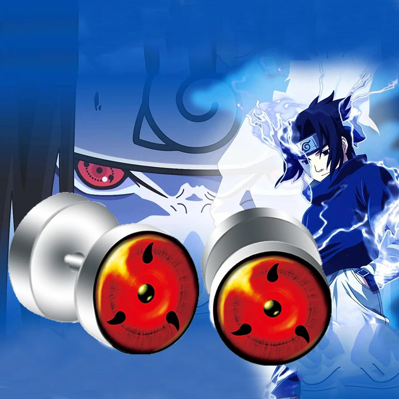 

1pcs/Lot 1.2MM/16G Naruto Sharingan Eyes Logo Fake Ear Plugs And Flesh Tunnels Piercing Jewelry 2403