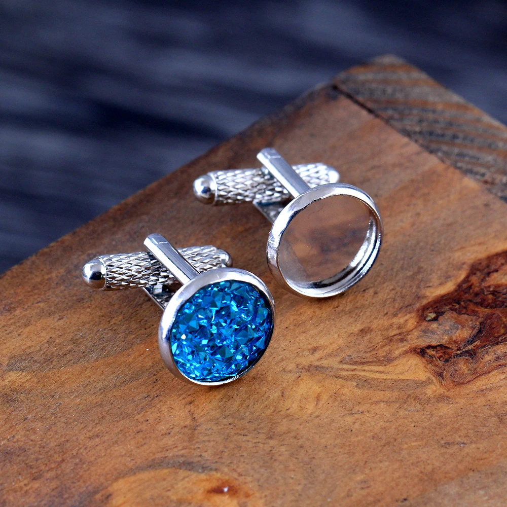 12mm 6pcs Uneven White K Plated Copper Brass Cufflink Base Cuff Link