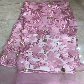 

Nigerian Lace Fabrics 2019 With sequins African French Net Lace Fabric Embroidered Tulle Mesh Lace Fabric for wedding bh13-29