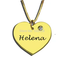 Gold Color Engraved Heart Birthstone Necklace Personalized Heart Name Pendant You are My Sweet Heart Necklace Memorial Jewelry