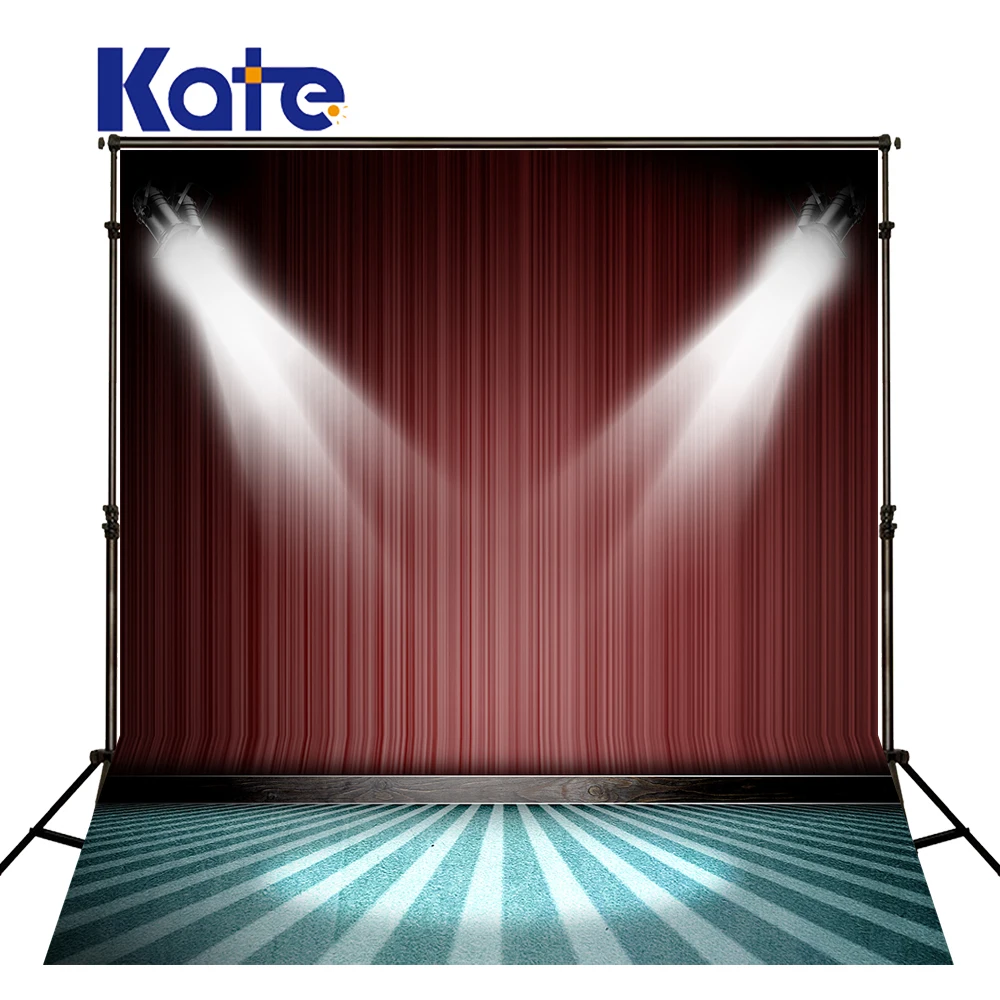 

Kate No Wrinkles Red Stage Wedding Photography Backdrops Lighting Photography Striped Floor Back Studio J01091