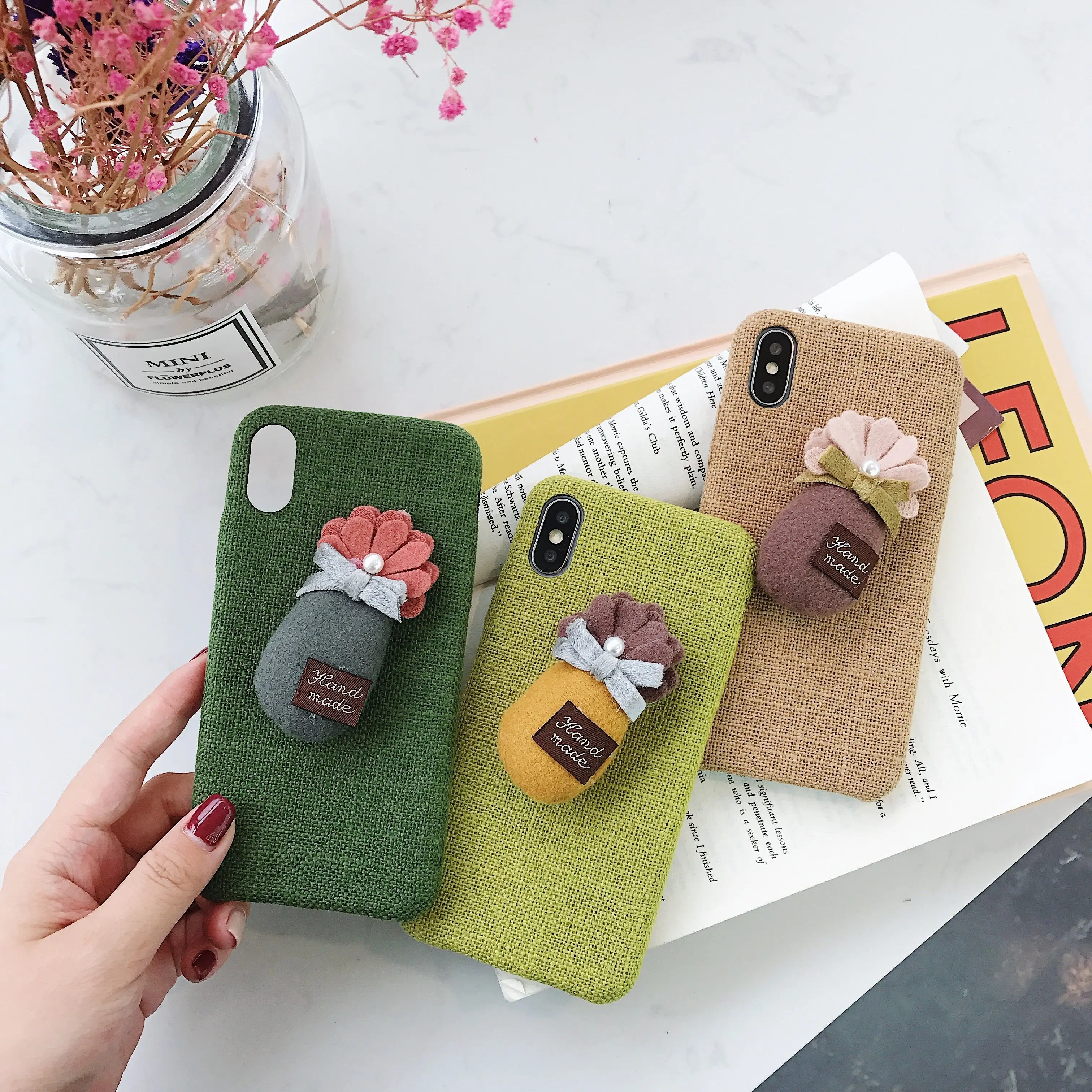 Cloth Texture Soft Canvas Chirsmas Case For iPhone 7 8 Plus Ultra-thin Phone Cover iphone 6 6S X XR Xs Max |
