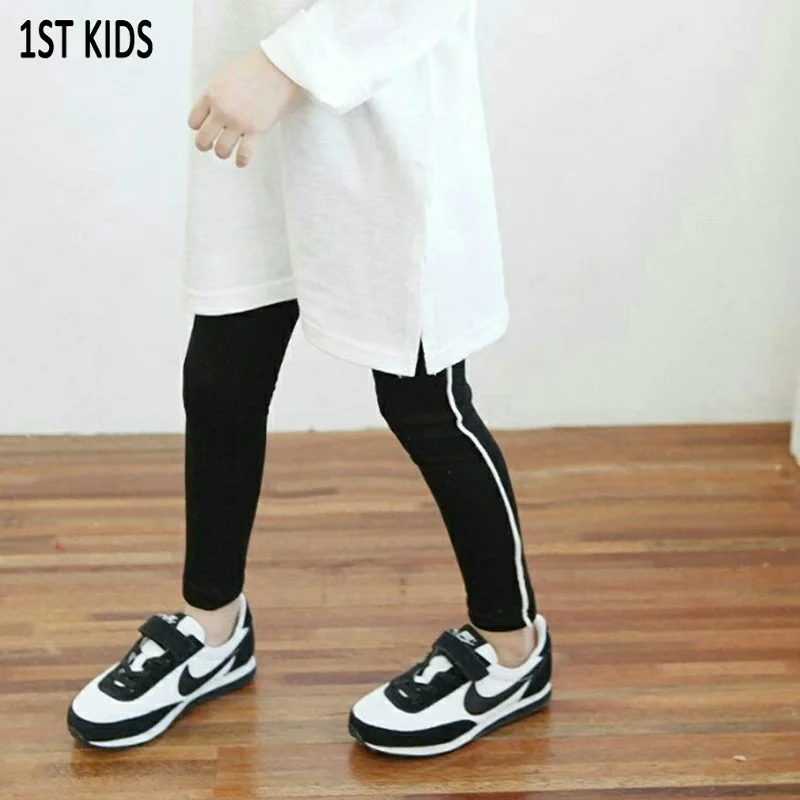 

2018 New Spring and Autumn Side Stripe leggings for girls cotton pants for girls sports leggings clothes for girls DT021