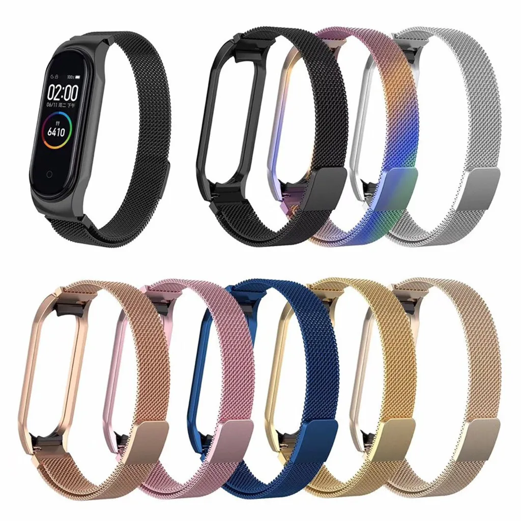 Металлический ремешок Миланского цвета + рамка Mi Band 4 умный Браслет из