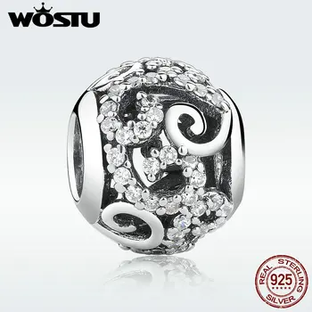 

Gennuine 925 Sterling Silver Openwork Charm Beads with Clear CZ Fit Original WST Bracelet Bangle Authentic DIY Jewelry Gift