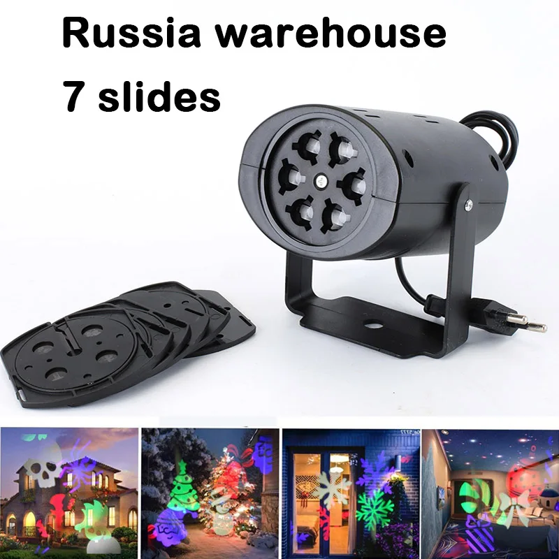 

7 cards LED Stage Light Laser Projector Lamps 4W Snow man Mickey Mouse for Christmas Party Landscape Light Garden Lamp Outdoor