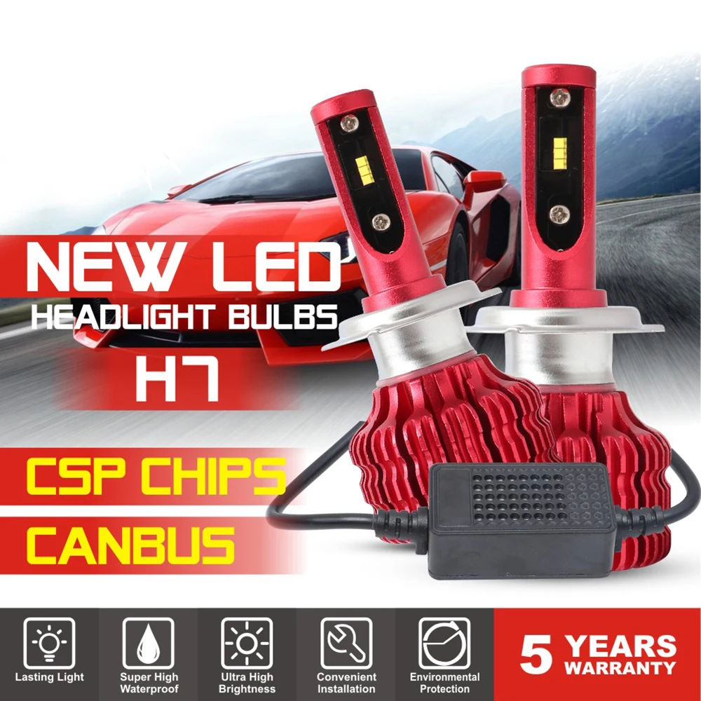2 шт. супер Brgiht Автомобильные светодиодные лампы H1 H7 H4 Led H11 9005 9006 фары Canbus