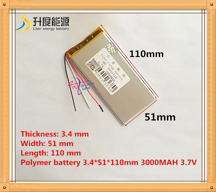 3-wire-The-tablet-battery-3-7V-3000mAH-3451110-Polymer-lithium-ion-Li ...