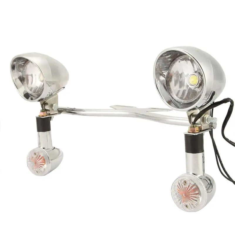 

Chrome Plated Motorcycle Headlight Bullet LED Turn Signal Lamp With Angel Eye For Harley Davidson Honda Suzuki Kawasaki