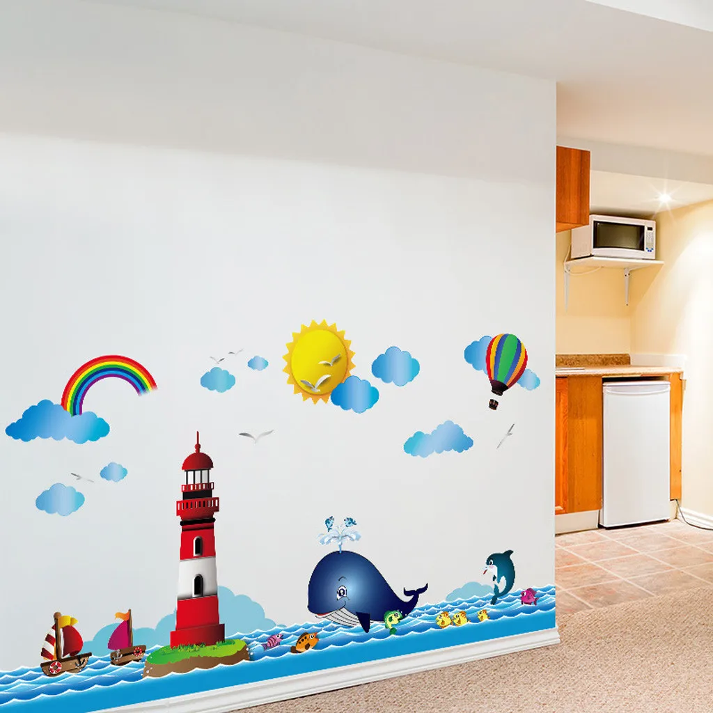 

Wall Undersea Decor World Stickers Sticker Decal Removable Room Ocean Decals home decor living room athroom cartoon animals