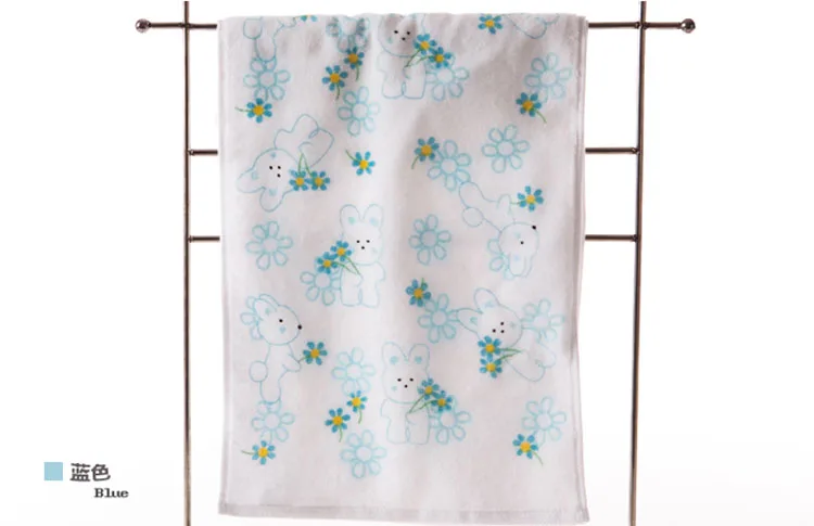 Чистый хлопок, детское маленькое полотенце с мультяшным рисунком, маленькое банное полотенце, носовой платок, мягкое детское полотенце, портативное для путешествий - Цвет: Синий
