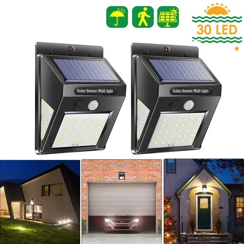 30/40 LED наружная Солнечная настенная лампа PIR датчик движения водонепроницаемый