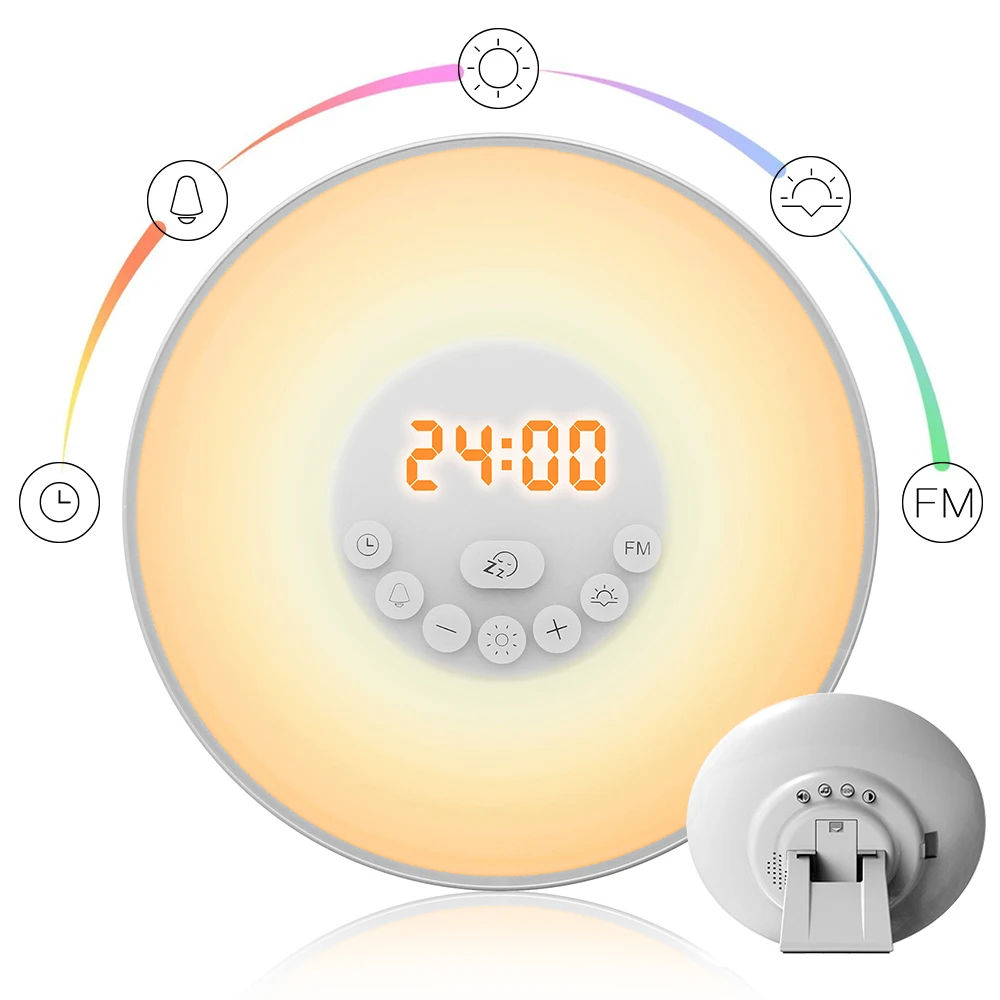 Sunrise Sunset Wake Up цифровой светодиодный Будильник сенсорный контроль будильник fm-радио электронный домашний спальня цифровой дисплей времени