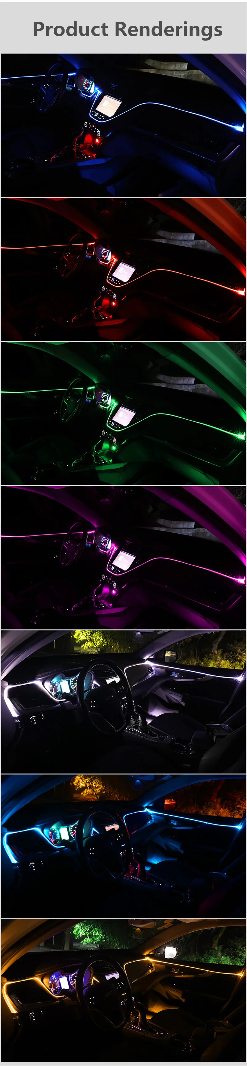 6-10 м RGB волоконно-оптический Атмосфера лампы салона автомобиля окружающей среды светильник декоративные настольные лампы для Audi A4 B6 B8 B7 A6 C5 C6 C7 A3 A5 Q3 Q5 Q7 TT