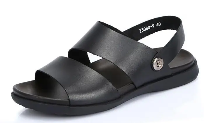 

2019 Top quality men's leather sandals 100% cowhide male sandals fashion beach slippers men casual Flip Flops Garden shoes 38-44