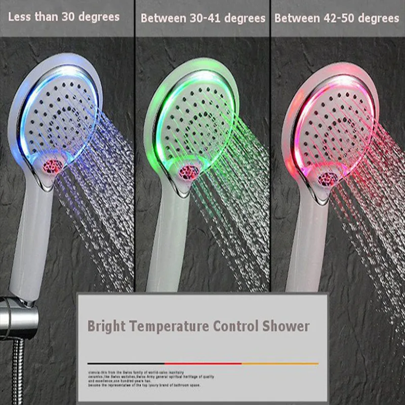 

LCD Handheld Shower Head with 3 Colors Change LED Temperature Digital Bathroom Water Temperature Shower Head Led Shower Spray