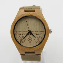 Luxury Fashion Bamboo Men’s Brand Watch Genuine Cowhide Leather Straps with Gift Box Iead Watch as Gifts for Men