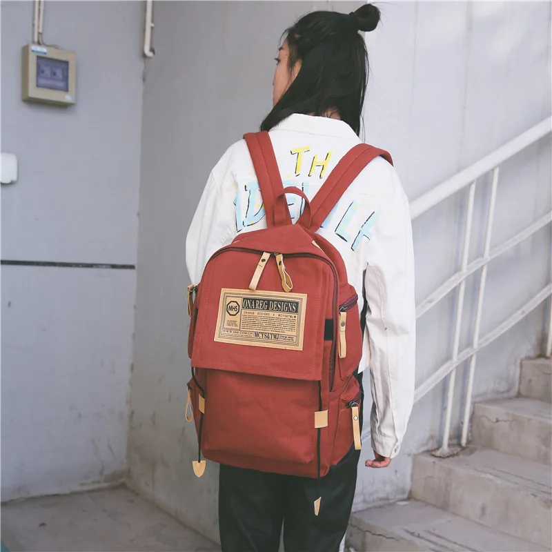 Повседневный Большой Вместительный женский рюкзак, корейский стиль, холст, унисекс, рюкзак с буквенным принтом, школьная сумка, шикарный рюкзак на плечо для путешествий