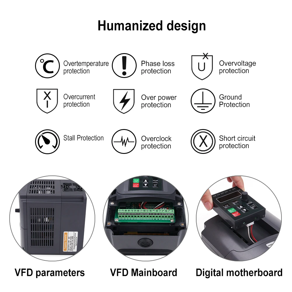 Conversor de Frequência Driver de Frequência Inversor do Eixo para Máquina de Gravação 110 v 220 Vfd Variável ac dc 2. 2 kw - 1.5kw 6 2. conversor de frequência, 2 kw 1.5kw