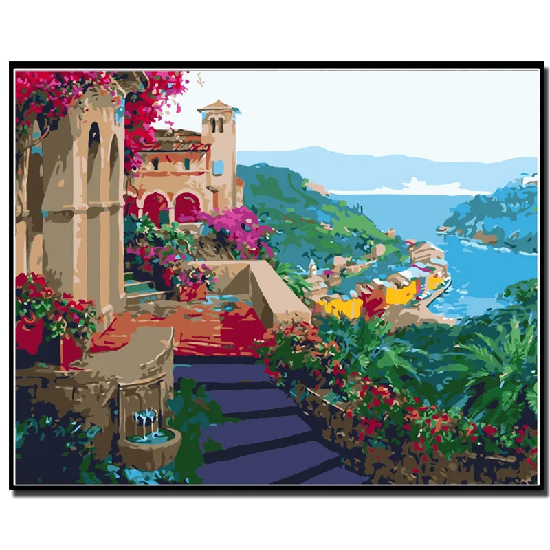

Frameless diy paintings by numbers bay seascape pictures paintings wall decor for home decoration canvas painting 40x50cm