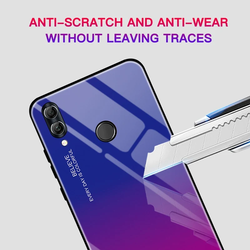 Градиентный стеклянный чехол для huawei Honor 8X Max 9 10 Lite 10i 20i 20 7A Pro Coque Роскошный Nova 5 5i Y5