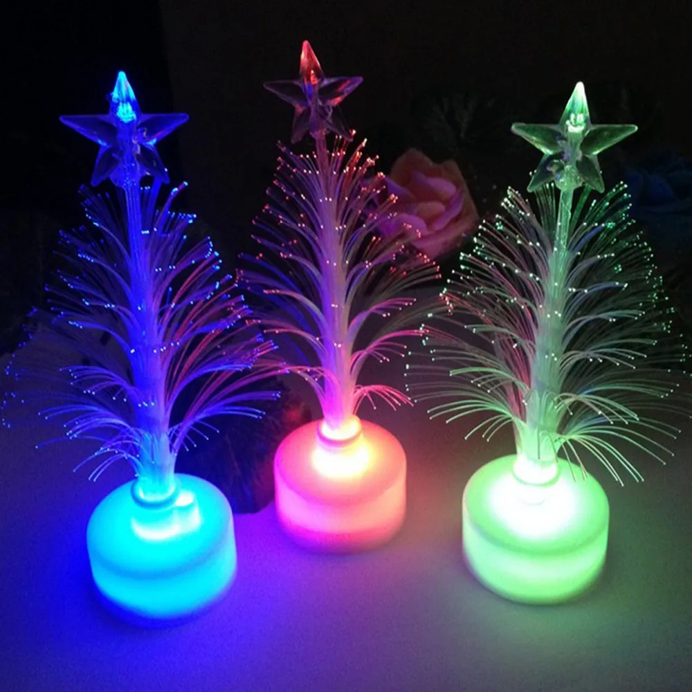 Год оптического волокна светодиодный праздник Рождество елка изменение цвета светодиодный светильник лампа украшение дома - Цвет: White