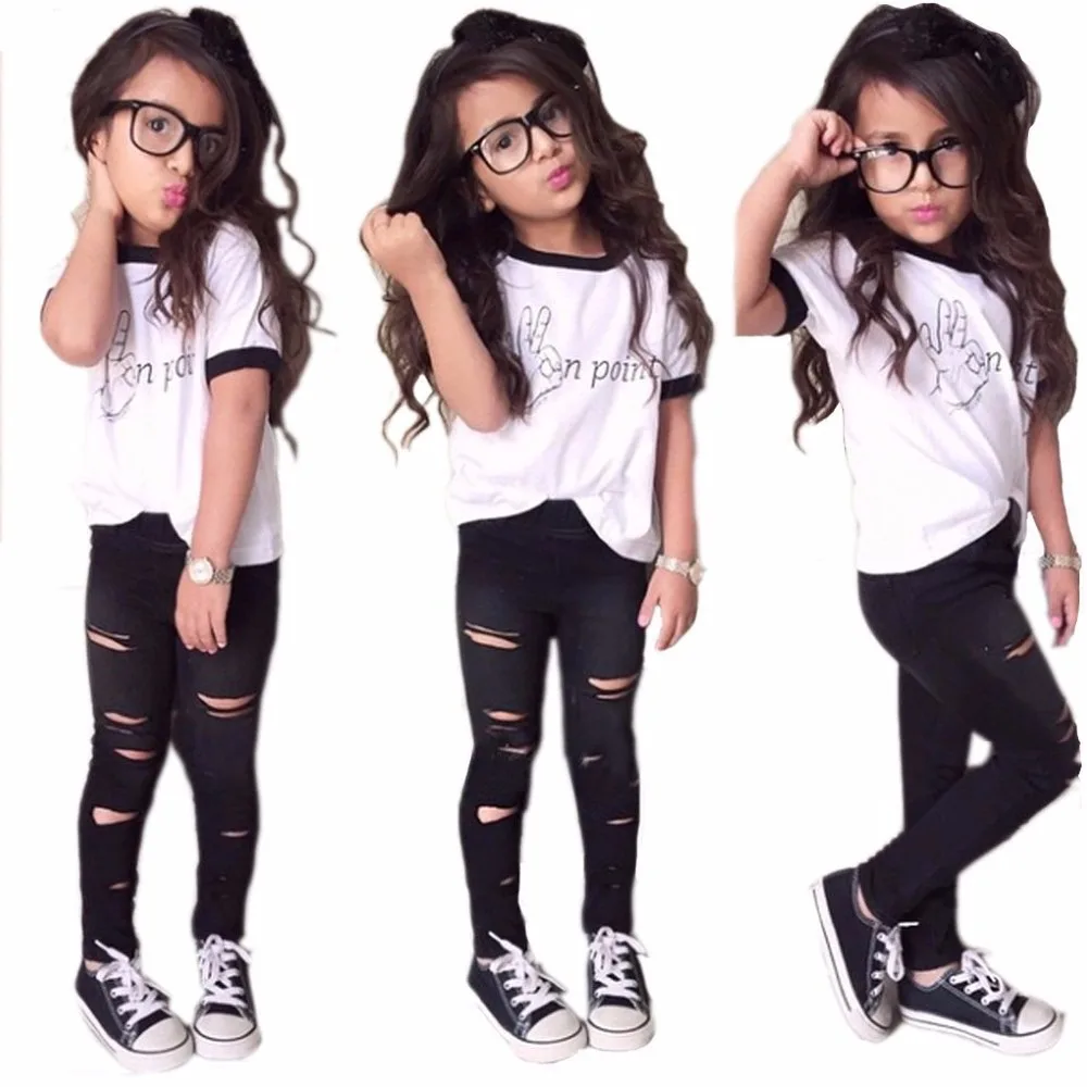 Kids Black Ripped Leggings Kids Black Ripped Leggings