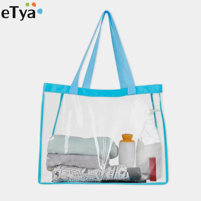 

2019 PVC Clear Large Capacity Shopping Bag Waterproof Women Travel Shopper Tote Handbag Fashion Shoulder Beach Bags