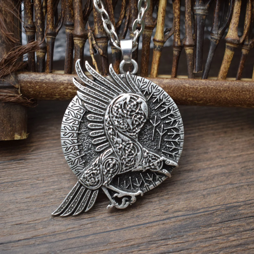 Викинг норвежский RAGNAR'S RAVEN Neckace ювелирные изделия талисман подвеска с металлической цепочкой 55 см для мужчин подарок SanLan