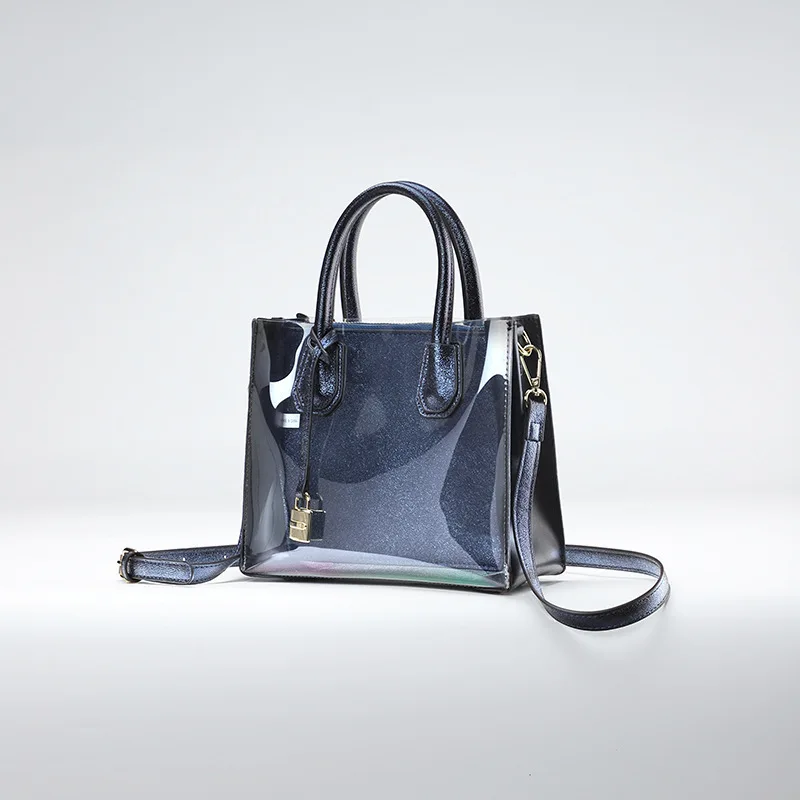 

Kajie Luxury Handbag Gradient Candy Color Women Bag Celebrity Transparent Jelly Bag Fashion Star Show Beach Bag Lock Ribbons Bag