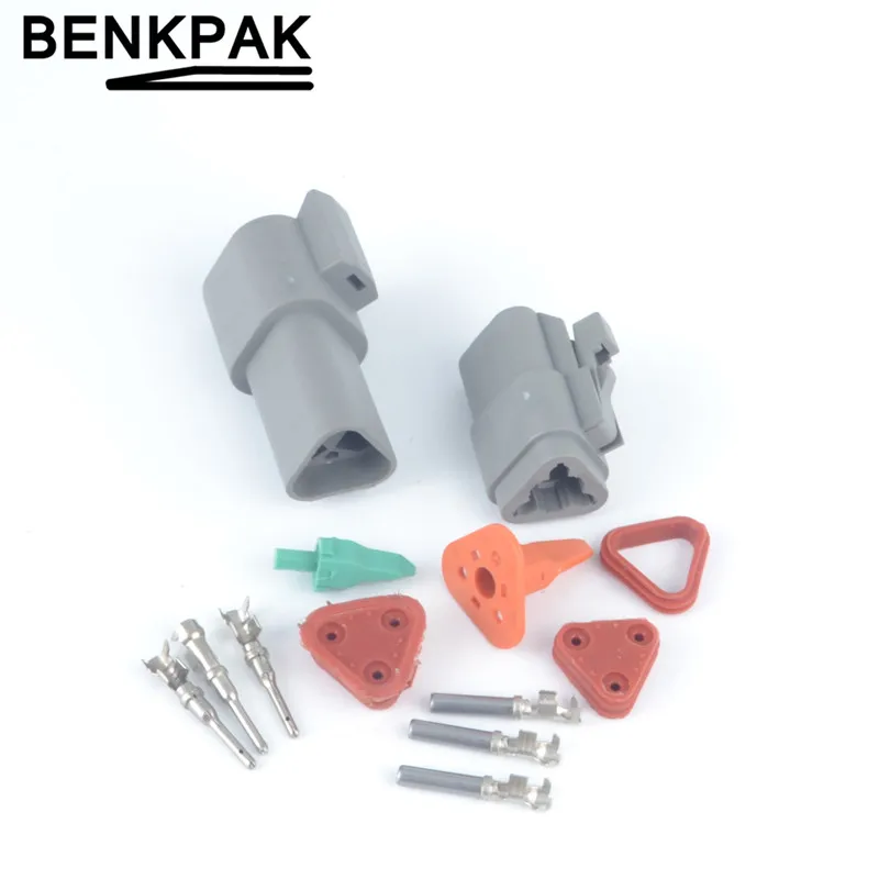 1 sets Kit Deutsch DT 3 Pin Waterproof Electrical Wire Connector plug