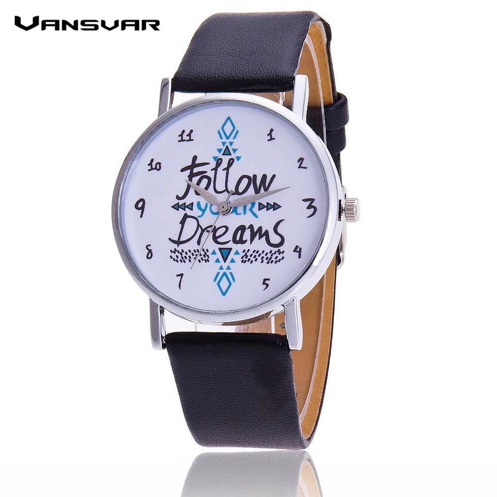 

Follow Your Dreams Women Quartz Watches Reloj Mujer Relogio Feminino Leather Strap Women's watches New Dress watch Clock