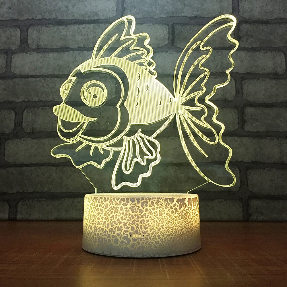 Ночник goldfish3D креативная Иллюзия 3d светодиодная лампа 7 цветов меняющаяся