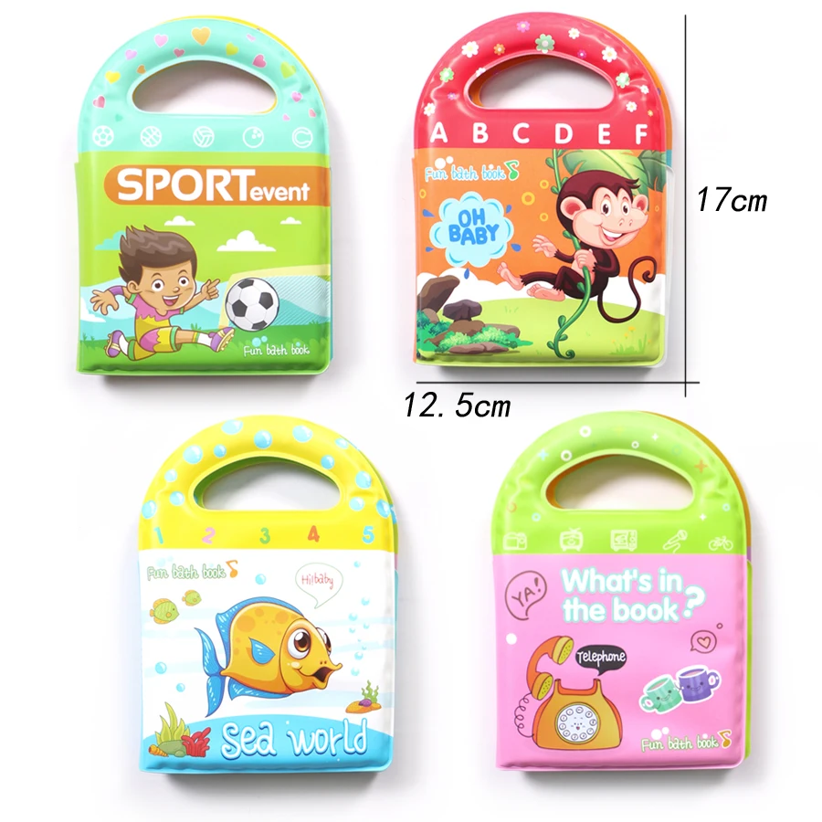 New Water Bath Book Bathing Toy Swimming Cognitive Floating Toys for Baby,10 Themes Bath Book Learning Animal Count Sports Toy 2