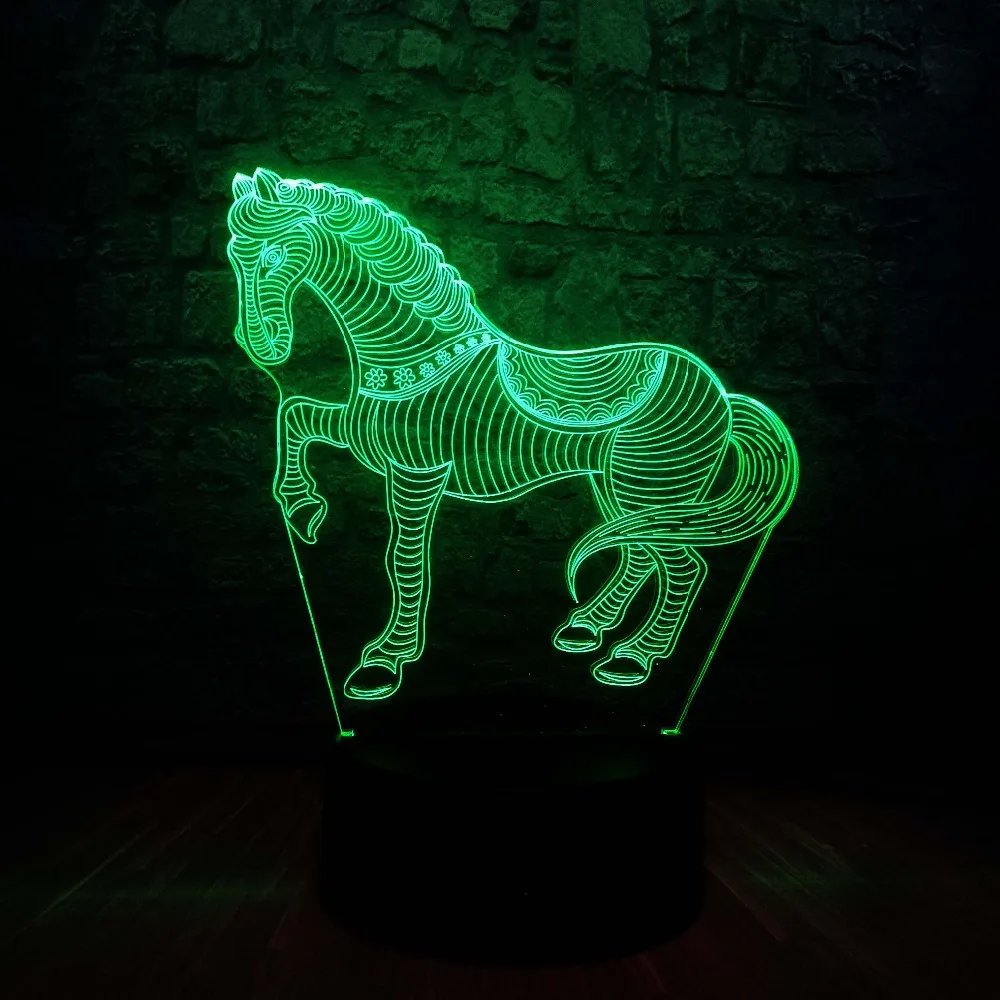 Новинка 3D светодиодный настольный светильник Pentium horse 7 смена Цветов RGB электрический ночной Светильник реквизит Gadgt подарок животное дети Декор из игрушек лампа лава