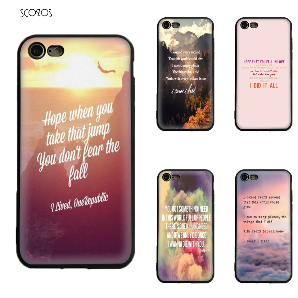 SCOZOS I Lived One Republic Quotes Silicone Tpu Phone Case Soft Cover For Iphone 5 5S Se 6 7 8 6S Plus X Xr Xs Max |