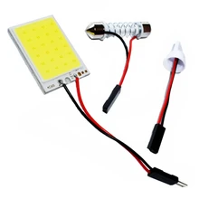 Адаптер T10 Festoon Base COB Светодиодная панельная лампочка 24 SMD автомобильный купольный светильник авто внутренняя карта крыша лампа для чтения супер белый DC 12V