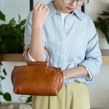 New handmade leather handbags art handbags leather retro dumplings bag shoulder Messenger bag