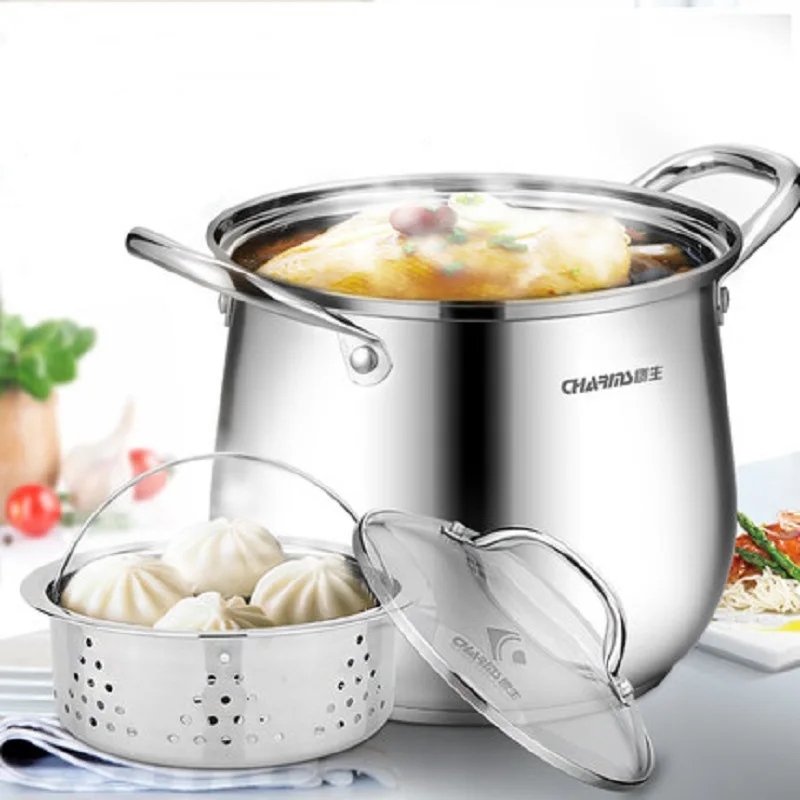 

Soup pot 304 stainless steel bottom induction cooker universal saucepan with large capacity