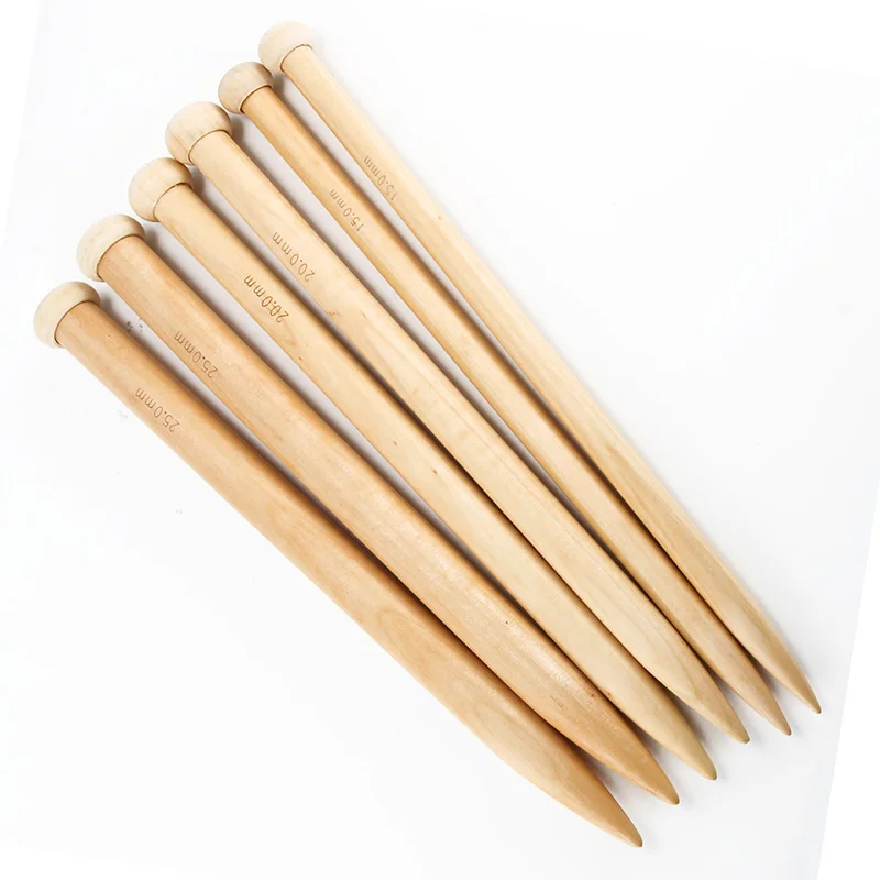 

2 pcs Set Super Thick Big Bamboo Knitting Needles Crochet Hooks Sweater Blanket Weaving Wooden Neelde Hook