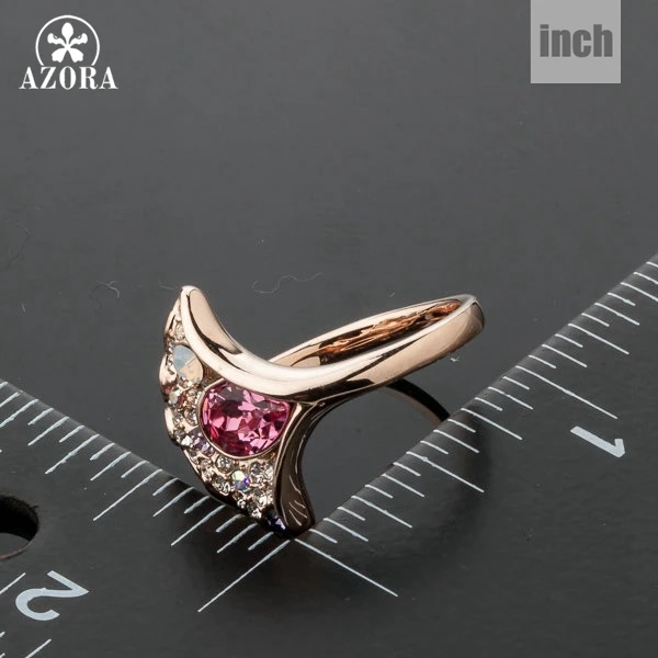 Кольцо с австрийским кристаллом Stellux розовое золото TR0099|flower ring|designer ringring design |