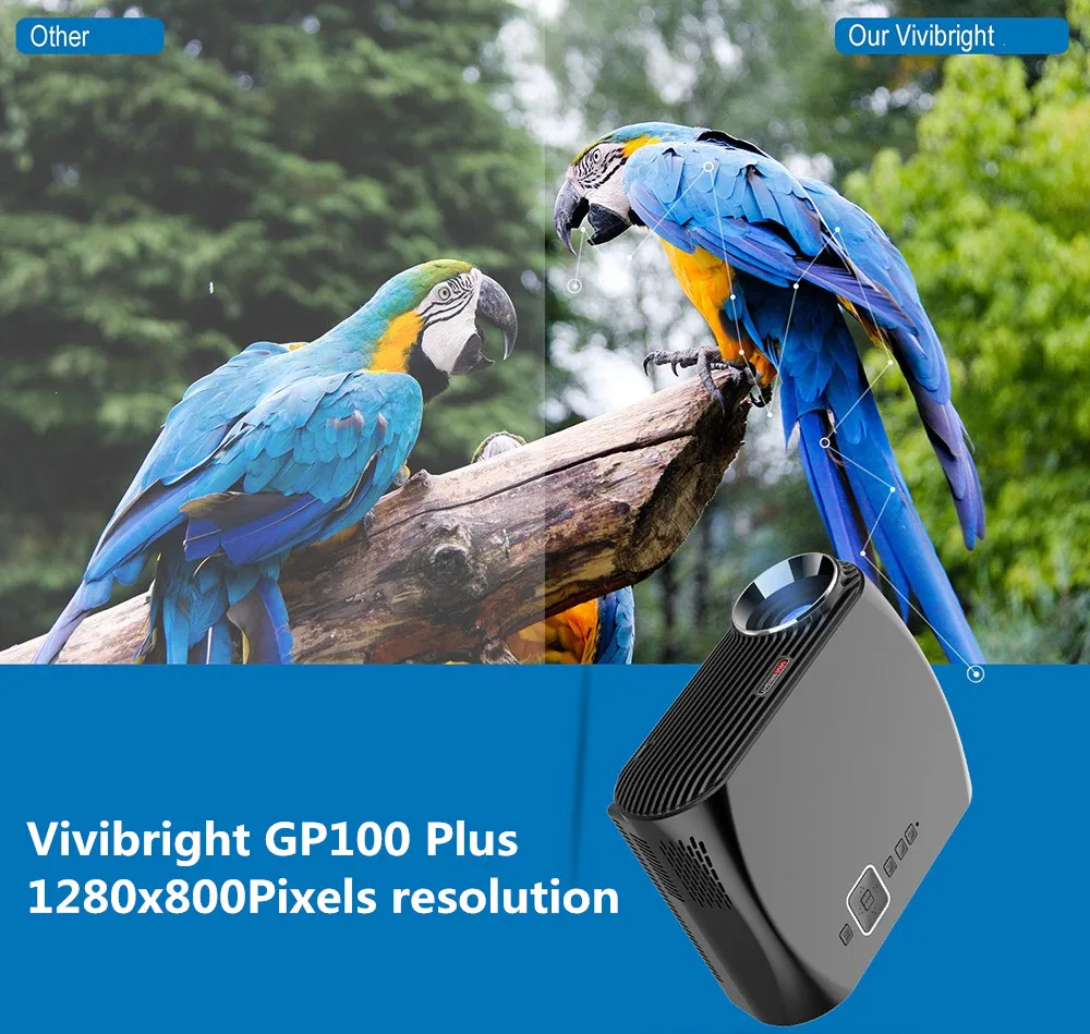 Vivibright GP100 Plus светодиодный ЖК-проектор 3500Ansi Lumens HD 1280x800 пикселей 1080P проектор для домашнего кинотеатра