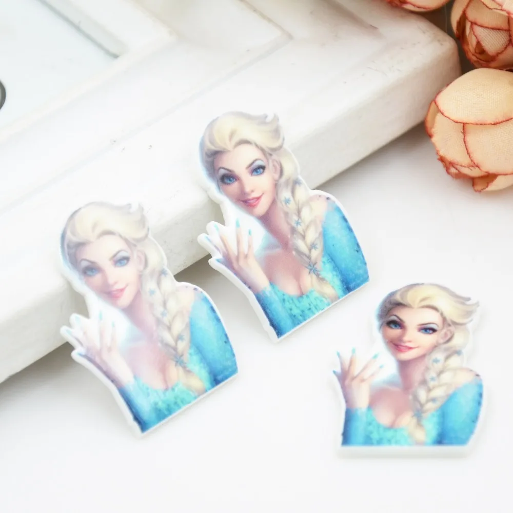 Kawaii Мультфильм плоское заднее украшение из смолы сестра Эльза королева фигурка