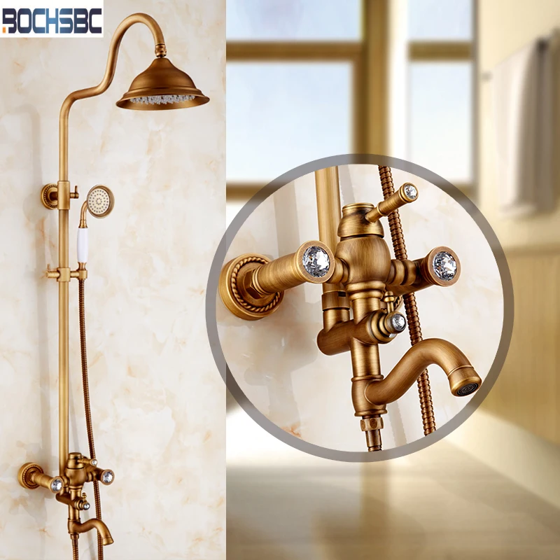 BOCHSBCShowerSetwithRainfallShowerHeadsEuropeanAntiqueBrass