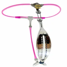 Pink/black with anal plug vagina plug dildo chastity belt stainless steel adjustable pants silicone bondage belt erotic toy.