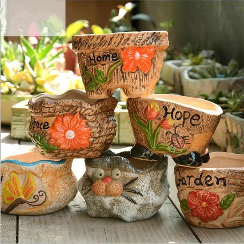 1 Pcs Ceramic Flower Pot For Succulent Plants Flowerpot Gaeden 1 Pcs Ceramic Flower Pot For Succulent Plants Flowerpot Gaeden Decoration Saksi Planter Pots Vasos Para Jardim Garden In Planters From